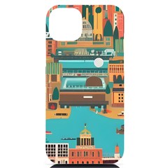 City Painting Town Urban Artwork Iphone 14 Plus Black Uv Print Case by Maspions