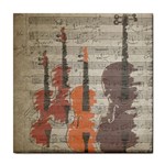 Music Notes Score Song Melody Classic Classical Vintage Violin Viola Cello Bass Tile Coaster Front