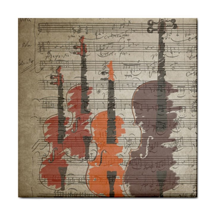 Music Notes Score Song Melody Classic Classical Vintage Violin Viola Cello Bass Tile Coaster