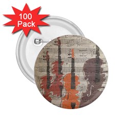 Music Notes Score Song Melody Classic Classical Vintage Violin Viola Cello Bass 2 25  Buttons (100 Pack)  by Maspions