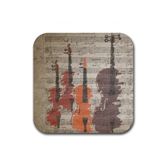 Music Notes Score Song Melody Classic Classical Vintage Violin Viola Cello Bass Rubber Coaster (square) by Maspions