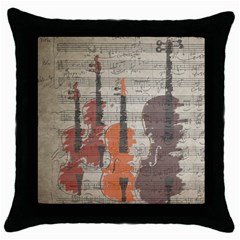 Music Notes Score Song Melody Classic Classical Vintage Violin Viola Cello Bass Throw Pillow Case (black)