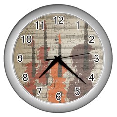 Music Notes Score Song Melody Classic Classical Vintage Violin Viola Cello Bass Wall Clock (silver) by Maspions