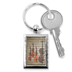 Music Notes Score Song Melody Classic Classical Vintage Violin Viola Cello Bass Key Chain (rectangle)