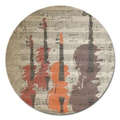 Music Notes Score Song Melody Classic Classical Vintage Violin Viola Cello Bass Magnet 5  (round) by Maspions