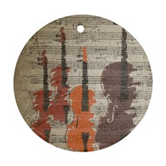 Music Notes Score Song Melody Classic Classical Vintage Violin Viola Cello Bass Round Ornament (two Sides) by Maspions