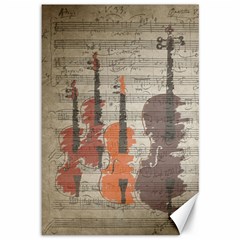 Music Notes Score Song Melody Classic Classical Vintage Violin Viola Cello Bass Canvas 12  X 18  by Maspions