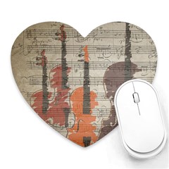 Music Notes Score Song Melody Classic Classical Vintage Violin Viola Cello Bass Heart Mousepad by Maspions