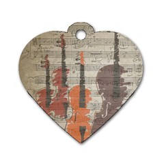 Music Notes Score Song Melody Classic Classical Vintage Violin Viola Cello Bass Dog Tag Heart (two Sides) by Maspions