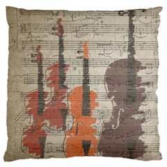 Music Notes Score Song Melody Classic Classical Vintage Violin Viola Cello Bass Large Cushion Case (one Side) by Maspions