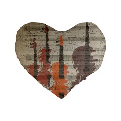 Music Notes Score Song Melody Classic Classical Vintage Violin Viola Cello Bass Standard 16  Premium Heart Shape Cushions