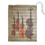 Music Notes Score Song Melody Classic Classical Vintage Violin Viola Cello Bass Drawstring Pouch (4XL) Front