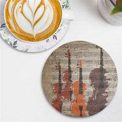 Music Notes Score Song Melody Classic Classical Vintage Violin Viola Cello Bass Uv Print Round Tile Coaster