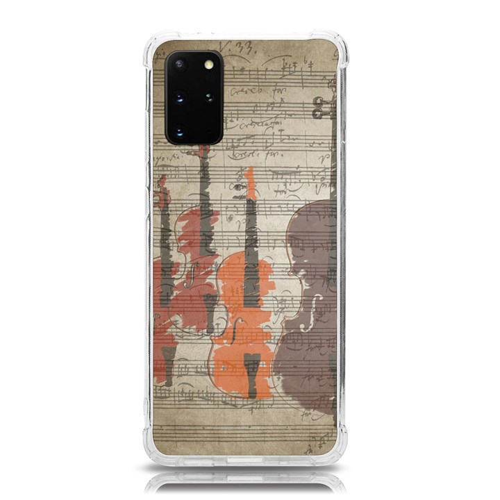 Music Notes Score Song Melody Classic Classical Vintage Violin Viola Cello Bass Samsung Galaxy S20Plus 6.7 Inch TPU UV Case