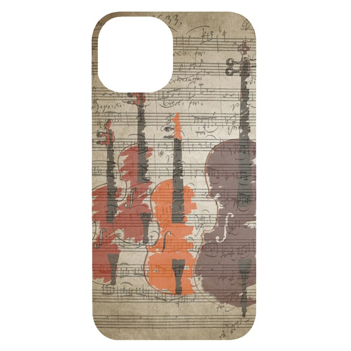 Music Notes Score Song Melody Classic Classical Vintage Violin Viola Cello Bass iPhone 14 Black UV Print Case