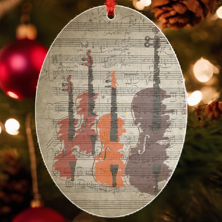 Music Notes Score Song Melody Classic Classical Vintage Violin Viola Cello Bass UV Print Acrylic Ornament Oval