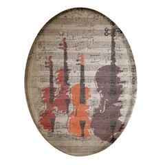 Music Notes Score Song Melody Classic Classical Vintage Violin Viola Cello Bass Oval Glass Fridge Magnet (4 Pack) by Maspions