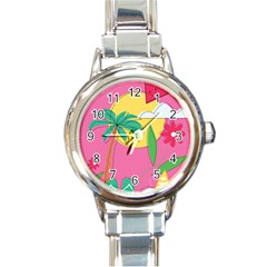 Ocean Watermelon Vibes Summer Surfing Sea Fruits Organic Fresh Beach Nature Round Italian Charm Watch