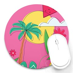 Ocean Watermelon Vibes Summer Surfing Sea Fruits Organic Fresh Beach Nature Round Mousepad