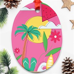 Ocean Watermelon Vibes Summer Surfing Sea Fruits Organic Fresh Beach Nature Ornament (oval)