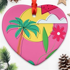 Ocean Watermelon Vibes Summer Surfing Sea Fruits Organic Fresh Beach Nature Ornament (heart)