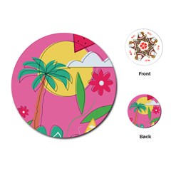 Ocean Watermelon Vibes Summer Surfing Sea Fruits Organic Fresh Beach Nature Playing Cards Single Design (round)