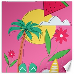 Ocean Watermelon Vibes Summer Surfing Sea Fruits Organic Fresh Beach Nature Canvas 12  X 12 