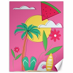 Ocean Watermelon Vibes Summer Surfing Sea Fruits Organic Fresh Beach Nature Canvas 18  X 24 