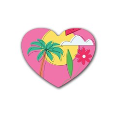 Ocean Watermelon Vibes Summer Surfing Sea Fruits Organic Fresh Beach Nature Rubber Heart Coaster (4 Pack)