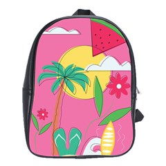 Ocean Watermelon Vibes Summer Surfing Sea Fruits Organic Fresh Beach Nature School Bag (large) by Maspions