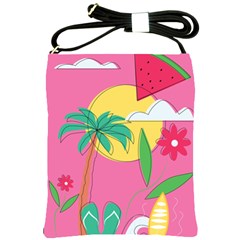 Ocean Watermelon Vibes Summer Surfing Sea Fruits Organic Fresh Beach Nature Shoulder Sling Bag by Maspions