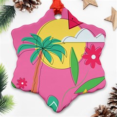 Ocean Watermelon Vibes Summer Surfing Sea Fruits Organic Fresh Beach Nature Snowflake Ornament (two Sides) by Maspions