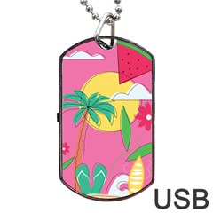 Ocean Watermelon Vibes Summer Surfing Sea Fruits Organic Fresh Beach Nature Dog Tag Usb Flash (one Side)