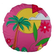 Ocean Watermelon Vibes Summer Surfing Sea Fruits Organic Fresh Beach Nature Large 18  Premium Round Cushions by Maspions