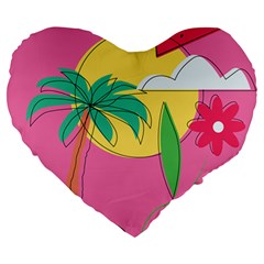 Ocean Watermelon Vibes Summer Surfing Sea Fruits Organic Fresh Beach Nature Large 19  Premium Heart Shape Cushions