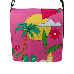 Ocean Watermelon Vibes Summer Surfing Sea Fruits Organic Fresh Beach Nature Flap Closure Messenger Bag (l) by Maspions