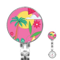 Ocean Watermelon Vibes Summer Surfing Sea Fruits Organic Fresh Beach Nature Stainless Steel Nurses Watch