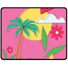 Ocean Watermelon Vibes Summer Surfing Sea Fruits Organic Fresh Beach Nature Two Sides Fleece Blanket (medium) by Maspions