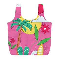 Ocean Watermelon Vibes Summer Surfing Sea Fruits Organic Fresh Beach Nature Full Print Recycle Bag (l)