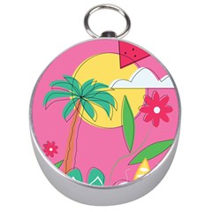 Ocean Watermelon Vibes Summer Surfing Sea Fruits Organic Fresh Beach Nature Silver Compasses