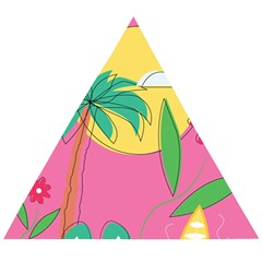 Ocean Watermelon Vibes Summer Surfing Sea Fruits Organic Fresh Beach Nature Wooden Puzzle Triangle by Maspions