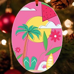 Ocean Watermelon Vibes Summer Surfing Sea Fruits Organic Fresh Beach Nature Uv Print Acrylic Ornament Oval by Maspions