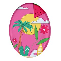 Ocean Watermelon Vibes Summer Surfing Sea Fruits Organic Fresh Beach Nature Oval Glass Fridge Magnet (4 Pack) by Maspions