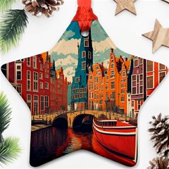 London England Bridge Europe Buildings Architecture Vintage Retro Town City Ornament (star)