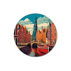 London England Bridge Europe Buildings Architecture Vintage Retro Town City Magnet 3  (round) by Maspions