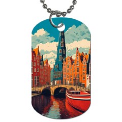 London England Bridge Europe Buildings Architecture Vintage Retro Town City Dog Tag (one Side)