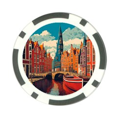 London England Bridge Europe Buildings Architecture Vintage Retro Town City Poker Chip Card Guard