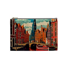 London England Bridge Europe Buildings Architecture Vintage Retro Town City Cosmetic Bag (medium) by Maspions