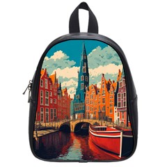 London England Bridge Europe Buildings Architecture Vintage Retro Town City School Bag (small)