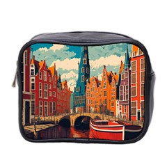 London England Bridge Europe Buildings Architecture Vintage Retro Town City Mini Toiletries Bag (two Sides)